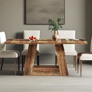 Modern Wooden Faux Marble Dining <b>Table</b> for 4-6 People 63" Rectangular Dinner <b>Table</b> with Sturdy Base - Product Image 5