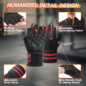 Gym Fitness <b>Gloves</b> Genuine Leather Construction Ultra Wear Resistance Abrasion Proof High Density Anti Slip Silicone Palm Grips - Product Image 2