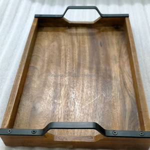 Bandeja de servicio Plato para el hogar Mesa de comedor bandejas decorativas Bandeja de servicio para invitados de fiesta con asas Regalos de Navidad - Product Image 5