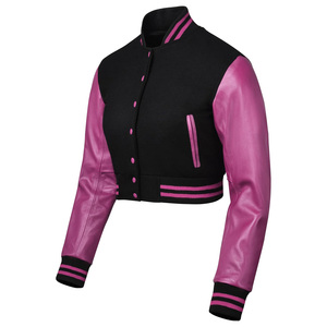 Veste de baseball courte pour femme, logo d'équipe personnalisé brodé, service d'échantillonnage disponible, fabricant - Product Image 4