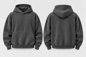 Men's Dark Gray O-Neck Pullover Sweatshirt Regular Sleeve Solid Color Fleece Knitted Winter Wear Embroidered Lined - Product Image 4