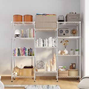 Scaffale di Stoccaggio Regolabile NSF 62.9FT con Unità di Scaffalatura a Filo e Più File, Scaffalatura Robusta in Plastica Resistente - Product Image 1