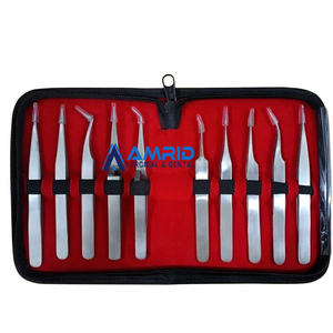 Lot de 10 pinces de précision pour horloger, en acier inoxydable, usage manuel, certifié MOL, AMRID SURGICAL - Product Image 1