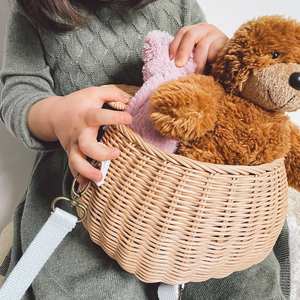 Best Selling Lunch <b>Bags</b> for <b>School</b> Kids Rattan Handmade Storage Shoulder Children <b>Toddler</b> Handbags - Product Image 4