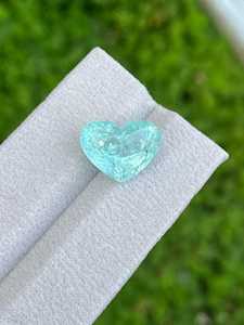Pierre précieuse en tourmaline naturelle, taille cœur, bleu Mozambique, qualité excellente, rare, certifiée par un tiers, pierre brute pour bijoux fins - Product Image 5
