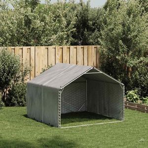 Caseta Grande para Perros de Exterior, de Acero Galvanizado Plateado, Casa y Muebles para Mascotas - Product Image 2
