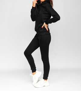 Sudadera con Capucha Negra para Mujer, Manga Larga, Color Sólido, Cierre con Cordón, Corte Regular, Otoño, 100% Algodón, Peso Medio - Product Image 5
