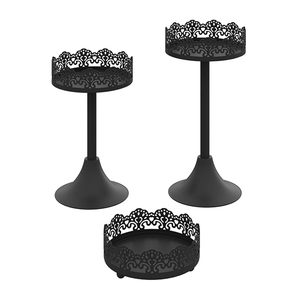 3 Piece Black Aluminium Dessert Tray Set Multipurpose Cupcake & <b>Cookie</b> Display Stand Elegant Photo Props for Weddings - Product Image 5