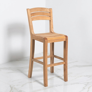 Juego de Mesa y Taburetes de Bar de Teca Secada al Horno, Estilo Contemporáneo, para Bistro, Comedor Alto, 4 Sillas, para Hotel, Resort, Club de Playa - Product Image 5