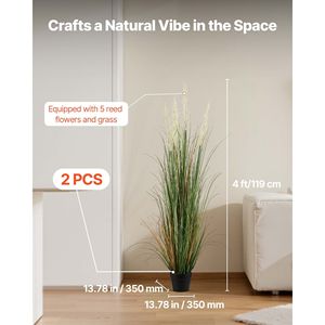 Lot de 2 plantes artificielles en PVC de qualité supérieure de 47 pouces, pot de fleurs en roseau de 47 pouces, plantes vertes artificielles d'intérieur et d'extérieur - Product Image 2