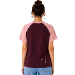 T-shirt Raglan Femme Bordeaux et Rose, Col Rond, Manches Courtes, Personnalisable avec Logo, en Polyester Coton, Décontracté, Été, Vêtements OEM ODM - Product Image 2