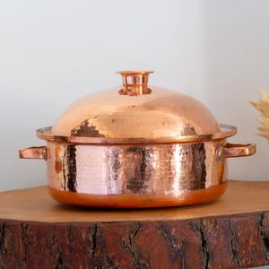 Casserole en cuivre avec couvercle, robuste, pour servir les aliments, cuisine, maison, restaurant, hôtel, restauration - Product Image 3