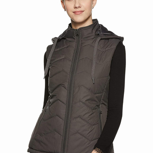 Gilet matelassé décontracté pour femme, veste d'hiver légère sans manches, respirante en nylon, rembourrage chaud, col montant, coupe-vent - Product Image 1