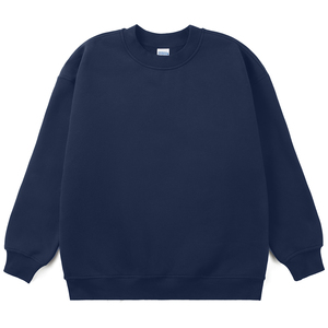 Unisex <b>Navy</b> Blue Crew Neck Pullover <b>Sweatshirt</b> Regular Fit Knitted 100% Cotton Casual Solid Winter Wear Fiy Humble Sportwear - Product Image 1
