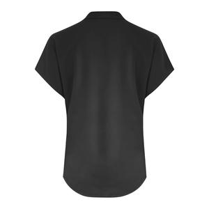 Pull décontracté pour femme à col rond, boutonné sur le devant, manches courtes, en mélange de coton et élasthanne, grande taille, anti-plis, anti-boulochage, avec logo imprimé - Product Image 4
