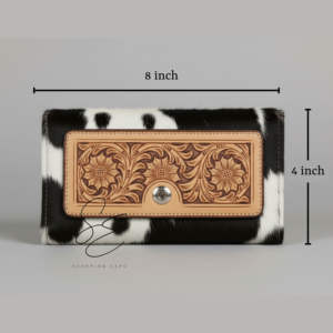 Cartera/Clutch de cuero negro repujado para mujer, con diseño de piel de vaca, personalizable, estilo vaquero occidental, regalo para ella - Product Image 3