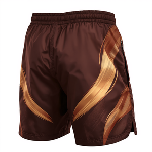 Pantalones Cortos Deportivos Premium para Hombre, Color Marrón, de Nailon, con Estampado Moderno y Abstracto, Ligeros, de Secado Rápido y Alto Rendimiento - Product Image 1