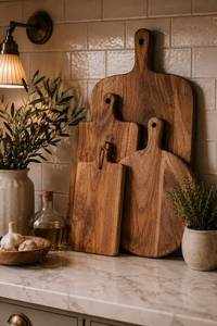 Planche à découper rectangulaire jetable en bois massif SOFIYA CRAFT avec poignée, épaisseur 1,5 cm, compatible lave-vaisselle, pour cuisine - Product Image 2