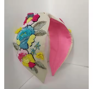 Serre-tête de luxe fait main, brodé de perles, écologique, pour femmes, filles et enfants, motif floral - Product Image 3