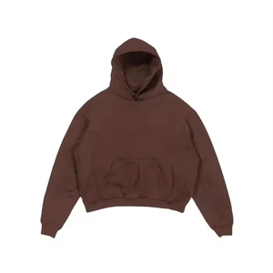 <b>Men's</b> Oversized Hooded <b>Sweatshirt</b> Solid <b>Orange</b> French Terry Casual Pullover with Front Pocket Regular Fit - Product Image 5