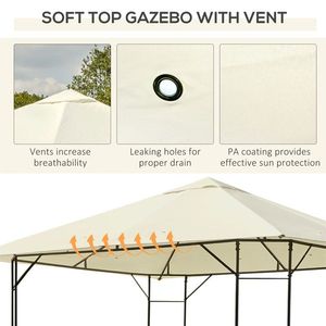 Gazebo Moderno 3x3 Metri Bianco Crema per Esterni con Tettoia in Tessuto e Struttura in Metallo per Cortili, Ville, Parchi e Hotel - Product Image 6
