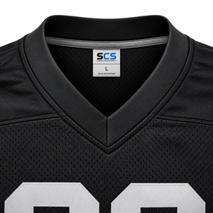 Custom Black American Football Jersey V Neck <b>Mesh</b> <b>Short</b> Sleeve Team Uniform Sportswear Wholesale - Product Image 3