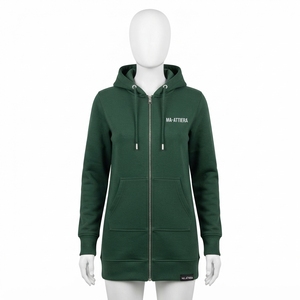 <b>Women</b> Winter Dark Green Knitted Zip up <b>Hoodie</b> Fleece Sweatshirt <b>Longline</b> Hooded Jacket Kangaroo Pocket Front Casual Streetwear - Product Image 4