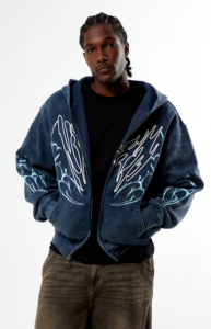 Men's Embroidered Vintage Washed <b>Graphic</b> <b>Zip</b>-<b>Up</b> <b>Hoodie</b> Regular Fit Streetwear Polyester/Cotton Y2K Casual Sun Faded Sweatshirt - Product Image 6