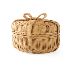 Boîte en rotin naturel tissée à la main avec couvercle, forme ronde, écologique, boîte de rangement pour enfants, fournisseur en gros, organisateur de jouets - Product Image 2