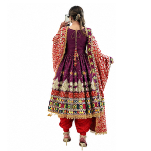 Robe traditionnelle indienne pakistanaise ethnique afghane pour femmes, longueur cheville, brodée à la main, tenue de mariage, coupe ample, robe afghane Kuchi - Product Image 2