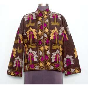 Veste matelassée en coton indien brodé pour femme, automne/hiver, écologique, respirante, manches longues, longueur normale, Cotrise - Product Image 1