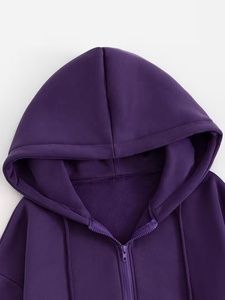 Nouveau Crop Top Élégant pour Femme, Sweat à Capuche Violet Uni, Coupe Courte Décontractée, Manches Longues en Coton Tricoté - Product Image 3