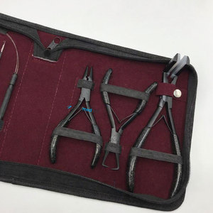 Pince à micro-anneaux noire mate et pince d'ouverture, outils capillaires en acier inoxydable, kit d'outils pour extensions de cheveux à bandes adhésives, logo personnalisé - Product Image 4