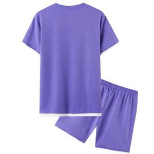 Men's Green Cotton Short Sleeve T-Shirt And Shorts <b>Set</b> Crew Neck Solid Color Casual Summer Wear Breathable <b>Knitted</b> Fabric - Product Image 5