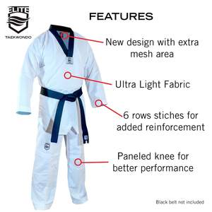 Uniforme de taekwondo de tela premium de polialgodón, ligero, transpirable, duradero, uniforme de entrenamiento con diseño de cuello en V para hombres y mujeres. - Product Image 5