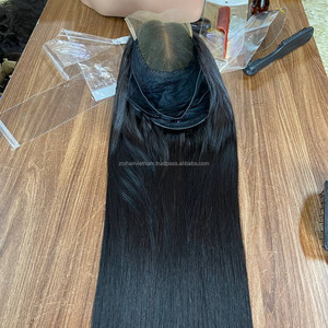 Peluca de Cabello Virgen Vietnamita con Frente de Encaje HD Transparente, Liso Sedoso, Largo, Color Personalizable, Sin Enredos - Product Image 3