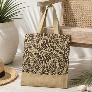 Sac fourre-tout de plage en jute non laminé à imprimé léopard 38x42 cm, logo personnalisé, vente en gros, OEM, ODM, fabricant de marques privées - Product Image 6