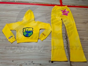 Conjunto Deportivo Personalizado de Alta Calidad, 100% Algodón, con Logotipo Bordado, Estilo Vintage Unisex, Pantalones Deportivos y Sudadera con Capucha - Product Image 3