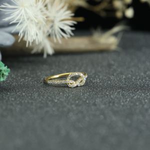 Anillo Infinity de Moissanita, Plata 925, Chapado en Oro, Anillo Pavé, Joyería Minimalista para Mujer - Product Image 3