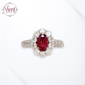 [Sheri Jewels] 18K Solid White Gold Natural Round Brilliant Cut Diamond Ring Mounting - Oval Shape Gemstone 5x7mm Use, for Women - Product Image 1