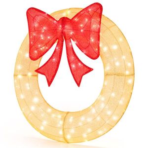 Guirnalda Navideña Preiluminada de 48 Pulgadas con 200 Luces LED Blanco Cálido y Lazo Rojo Grande (29 x 30 Pulgadas) IP44 Resistente a la Intemperie para Uso en Interiores/Exteriores - Product Image 6