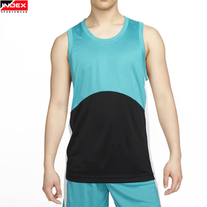 Camiseta sin mangas para hombre INDEX, cuello redondo, con bloques de color, tejida, transpirable, deportiva, para gimnasio, chaleco atlético de poliéster - Product Image 1