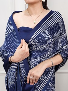 Dernière collection d'été : Saree en satin de soie imprimé pour les occasions festives et l'usage quotidien, élégance féminine, tenue magnifique - Product Image 5