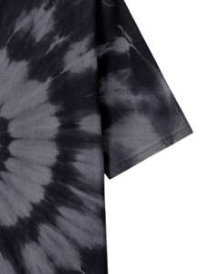 Camiseta personalizada con efecto tie-dye en espiral, color negro y gris, para hombre, de algodón, estilo casual, streetwear, cuello redondo, manga corta, a la moda. - Product Image 6