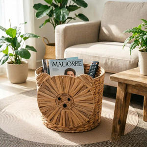 New Arrival Water Hyacinth Lion Storage <b>Basket</b> With Lid Cute Animal Toy Organizer Kids Room Nursery <b>Basket</b> OEM Factory - Product Image 3