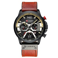CURREN 8329 Herrenuhr Bestseller Luxus Wasserdichte Uhr mit Chronograph Kalender Lederarmband Männeruhr für Outdoor-Sport