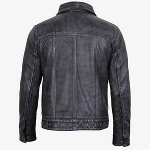 Veste noire délavée personnalisée avec logo RTS Wholesale pour hommes, veste en cuir vintage pour hommes, veste de haute qualité, veste d'hiver, streetwear - Product Image 2