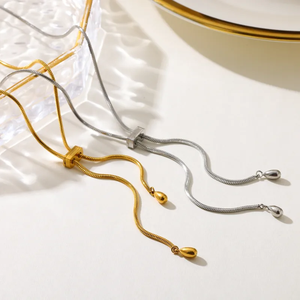 สร้อยคอจี้ทรงสี่เหลี่ยมสำหรับผู้หญิงทำจากสแตนเลส 304 พร้อมเคลือบทองคำแท้ 18K ด้วยไฟฟ้า ความหนา 0.03µm - Product Image 3