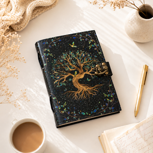 Tree Life Leather <b>Journal</b> Handmade Hardcover Diary Antique Lock Clasp Deckle Edge Paper Blank <b>Writing</b> Notebook Gift Custom - Product Image 1