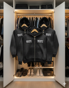 Sudaderas con capucha con pedrería en toda la prenda, estilo urbano, logotipo serigrafiado, mejor material, precios razonables, corte holgado, efecto desgastado por el sol, con cremallera - Product Image 3